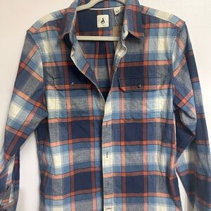 Unisex- Blue and Orange Plaid Shirt/ organic cotton%100